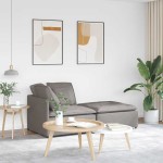 vidaXL Canapea modulară cu taburet și perne, textil, gri taupe vidaXL Canapea modulară cu taburet și perne, textil, gri taupe