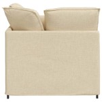 vidaXL Canapea modulară cu taburet și perne, material textil, crem vidaXL Canapea modulară cu taburet și perne, material textil, crem