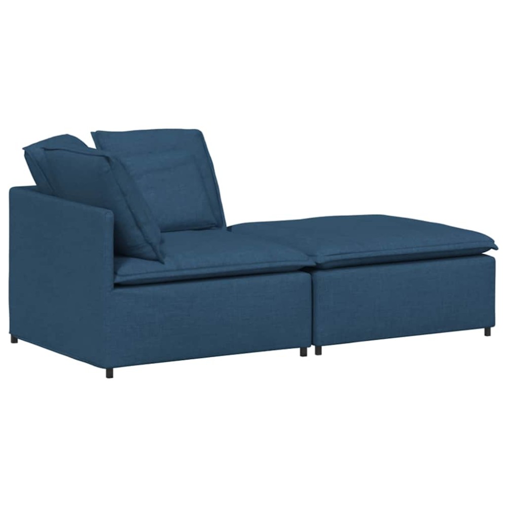 vidaXL Canapea modulară cu taburet și perne, material textil, albastru