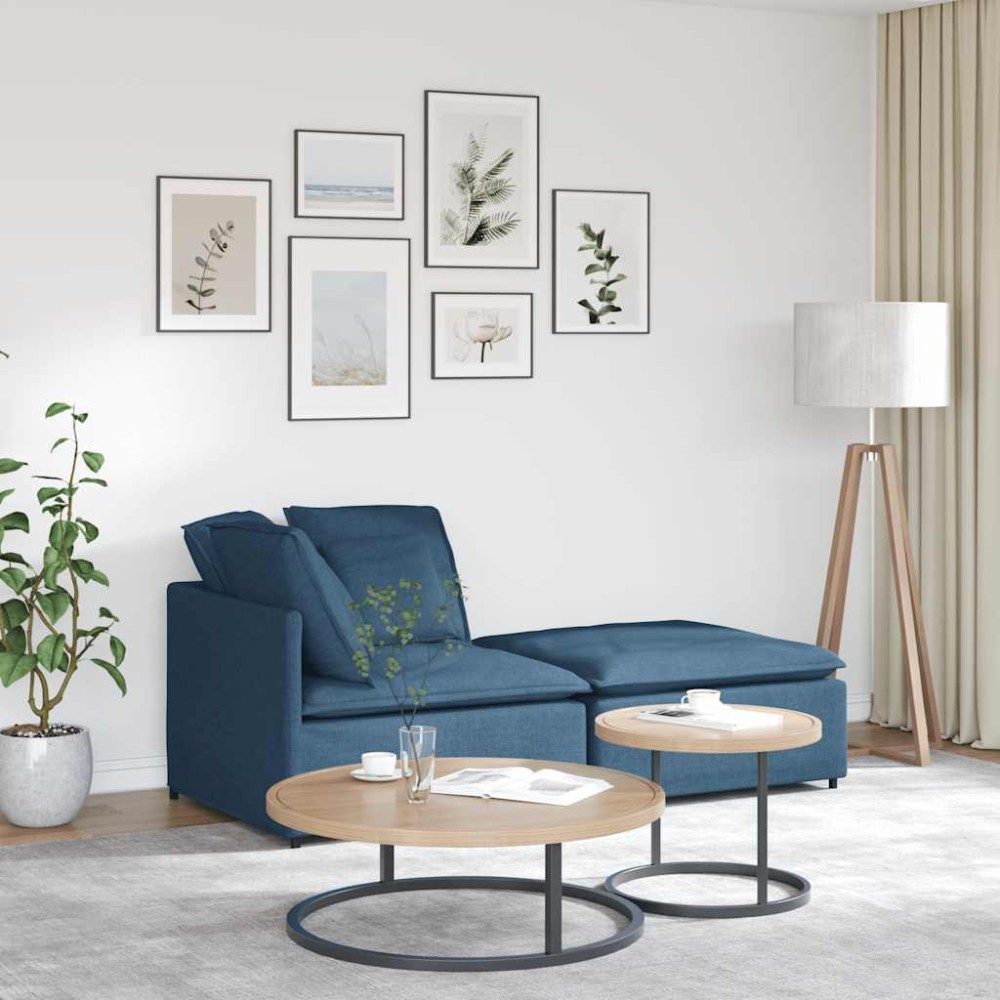 vidaXL Canapea modulară cu taburet și perne, material textil, albastru