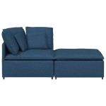 vidaXL Canapea modulară cu taburet și perne, material textil, albastru