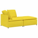 vidaXL Canapea modulară cu taburet și perne, textil, galben deschis