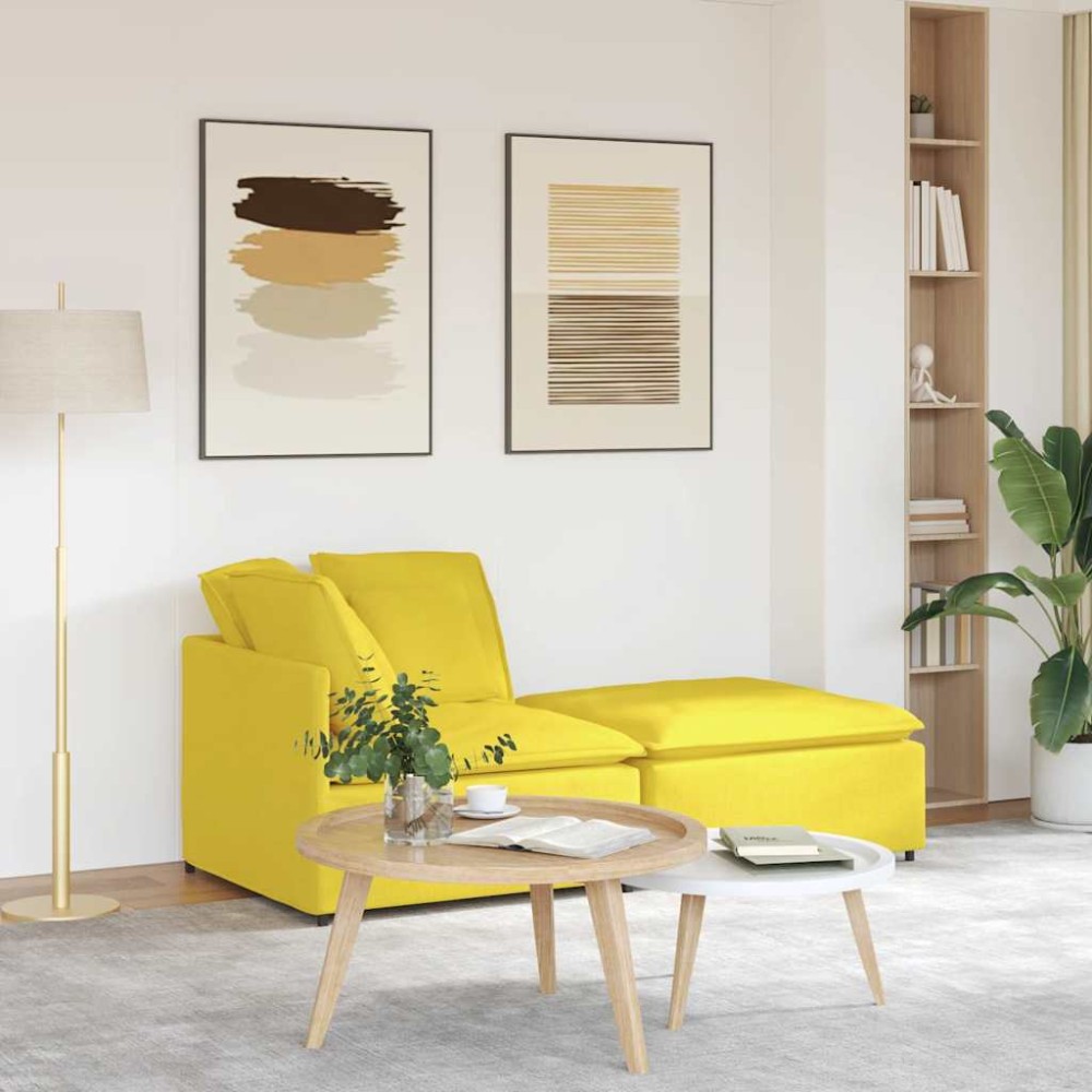 vidaXL Canapea modulară cu taburet și perne, textil, galben deschis