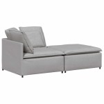 vidaXL Canapea modulară cu taburet și perne, material textil, gri nor vidaXL Canapea modulară cu taburet și perne, material textil, gri nor