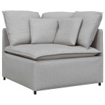 vidaXL Canapea modulară cu taburet și perne, material textil, gri nor vidaXL Canapea modulară cu taburet și perne, material textil, gri nor