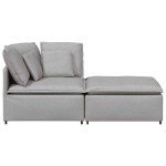 vidaXL Canapea modulară cu taburet și perne, material textil, gri nor vidaXL Canapea modulară cu taburet și perne, material textil, gri nor