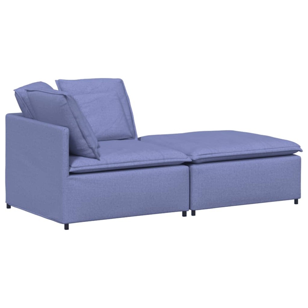 vidaXL Canapea modulară cu taburet și perne, textil, albastru jeans