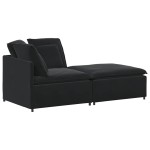 vidaXL Canapea modulară cu taburet și perne, catifea, negru vidaXL Canapea modulară cu taburet și perne, catifea, negru