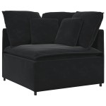 vidaXL Canapea modulară cu taburet și perne, catifea, negru vidaXL Canapea modulară cu taburet și perne, catifea, negru