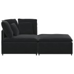 vidaXL Canapea modulară cu taburet și perne, catifea, negru vidaXL Canapea modulară cu taburet și perne, catifea, negru