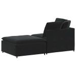 vidaXL Canapea modulară cu taburet și perne, catifea, negru vidaXL Canapea modulară cu taburet și perne, catifea, negru