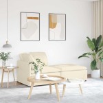 vidaXL Canapea modulară cu taburet și perne, țesătură velur, crem vidaXL Canapea modulară cu taburet și perne, țesătură velur, crem