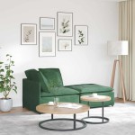 vidaXL Canapea modulară cu taburet și perne, verde închis vidaXL Canapea modulară cu taburet și perne, verde închis