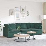 vidaXL Canapea modulară cu perne, verde închis, catifea vidaXL Canapea modulară cu perne, verde închis, catifea