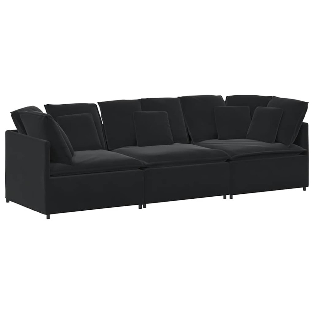 vidaXL Canapea modulară cu perne, negru, catifea