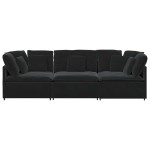 vidaXL Canapea modulară cu perne, negru, catifea vidaXL Canapea modulară cu perne, negru, catifea