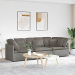 vidaXL Canapea modulară cu perne, gri deschis, țesătură velur vidaXL Canapea modulară cu perne, gri deschis, țesătură velur