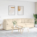 vidaXL Canapea modulară cu perne, crem, țesătură velur vidaXL Canapea modulară cu perne, crem, țesătură velur