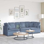 vidaXL Canapea modulară cu perne, albastru, țesătură velur vidaXL Canapea modulară cu perne, albastru, țesătură velur