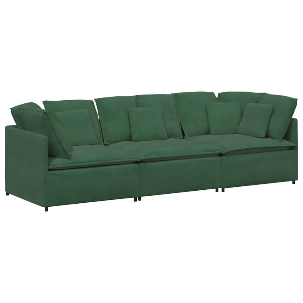 vidaXL Canapea modulară cu perne, verde închis, țesătură velur