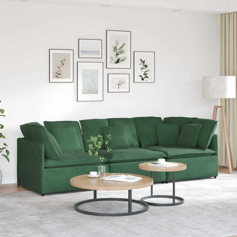 vidaXL Canapea modulară cu perne, verde închis, țesătură velur