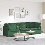 vidaXL Canapea modulară cu perne, verde închis, țesătură velur vidaXL Canapea modulară cu perne, verde închis, țesătură velur