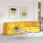 vidaXL Canapea modulară cu perne, galben deschis, țesătură velur vidaXL Canapea modulară cu perne, galben deschis, țesătură velur