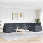vidaXL Canapea modulară cu perne catifea gri închis vidaXL Canapea modulară cu perne catifea gri închis