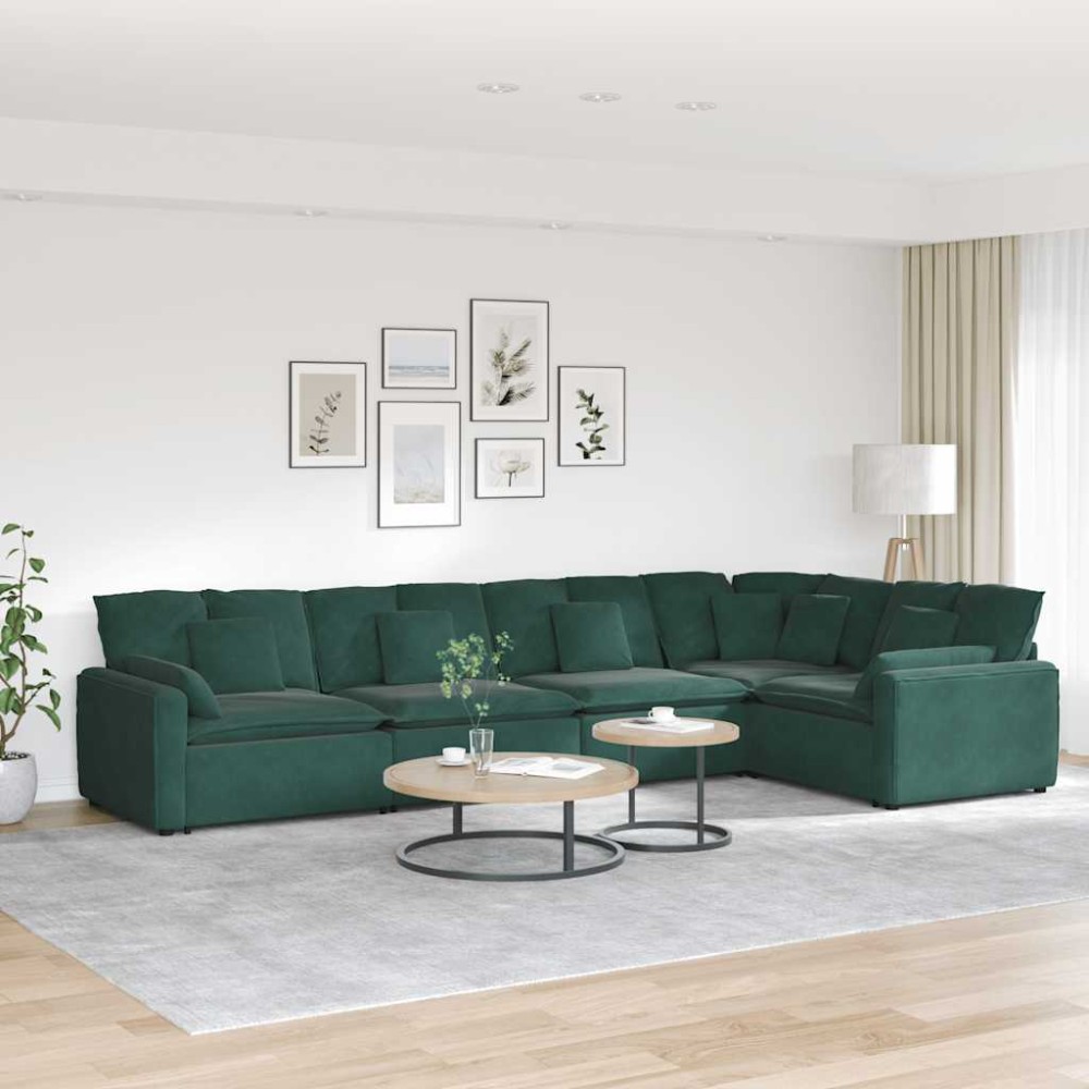 vidaXL Canapea modulară cu perne, verde închis, catifea