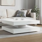 vidaXL Măsuță cafea rotativă 360 grade, alb 90x90x34,5 cm vidaXL Măsuță cafea rotativă 360 grade, alb 90x90x34,5 cm