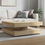 vidaXL Măsuță cafea rotativă 360 grade, stejar sonoma 90x90x34,5 cm vidaXL Măsuță cafea rotativă 360 grade, stejar sonoma 90x90x34,5 cm