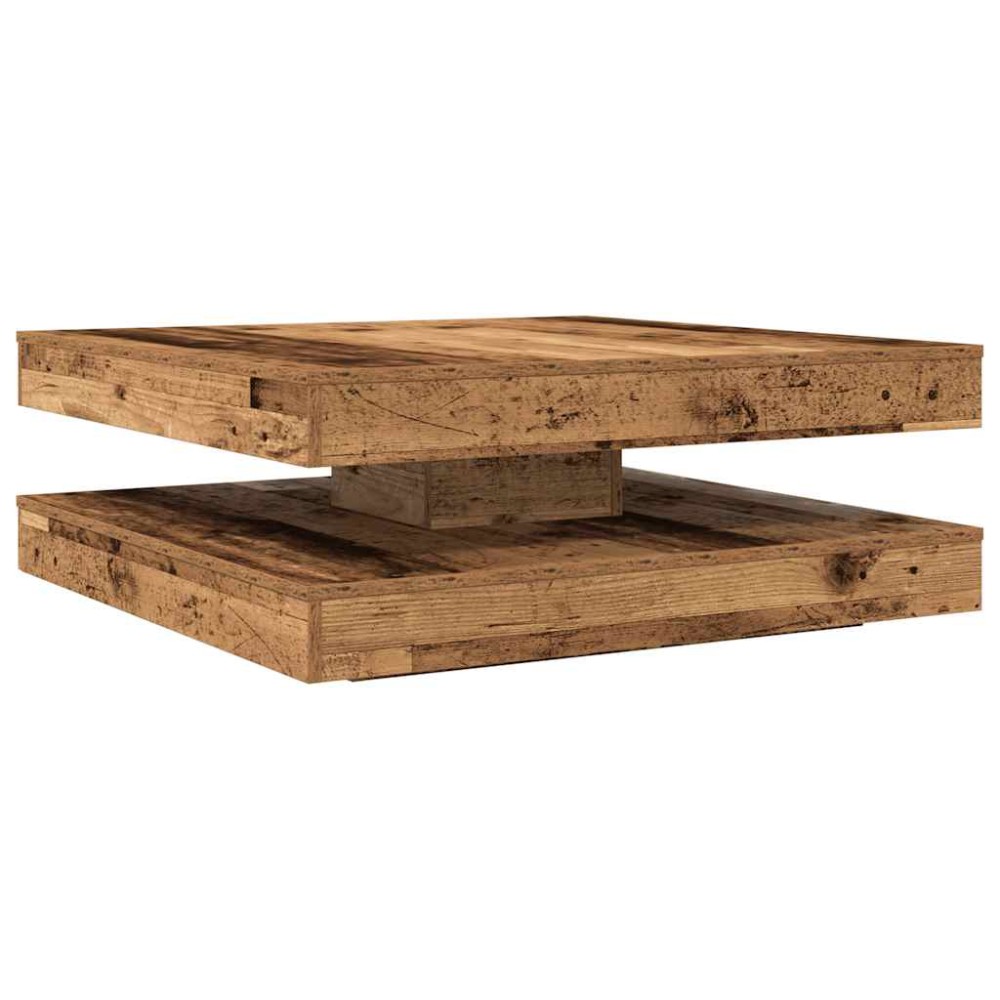 vidaXL Măsuță cafea rotativă 360 grade, lemn vechi 90x90x34,5 cm