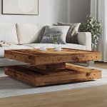 vidaXL Măsuță cafea rotativă 360 grade, lemn vechi 90x90x34,5 cm vidaXL Măsuță cafea rotativă 360 grade, lemn vechi 90x90x34,5 cm