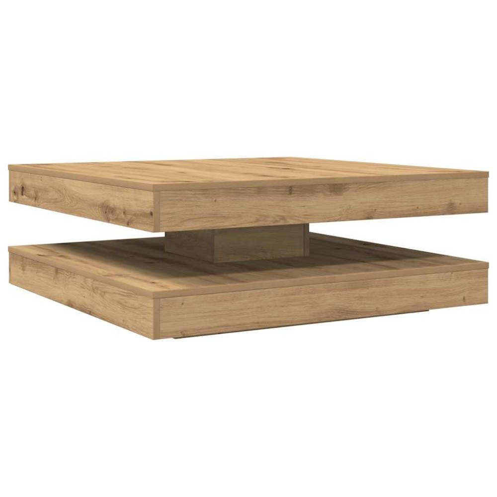 vidaXL Măsuță cafea rotativă 360 grade, stejar artizanal 90x90x34,5 cm