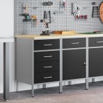 Set de birou 2 piese vidaXL Negru și Gri din lemn prelucrat și oțel Set de birou 2 piese vidaXL Negru și Gri din lemn prelucrat și oțel