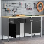 vidaXL Set dulap de lucru cu masă, 3 piese, negru, lemn și oțel vidaXL Set dulap de lucru cu masă, 3 piese, negru, lemn și oțel