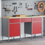 vidaXL Set dulap de lucru cu masă, 3 piese, roșu, lemn și oțel vidaXL Set dulap de lucru cu masă, 3 piese, roșu, lemn și oțel