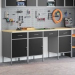 vidaXL Set dulap de lucru cu masă, 4 piese, negru, lemn și oțel vidaXL Set dulap de lucru cu masă, 4 piese, negru, lemn și oțel