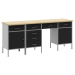 vidaXL Set dulap de lucru cu masă, 4 piese, negru, lemn și oțel vidaXL Set dulap de lucru cu masă, 4 piese, negru, lemn și oțel