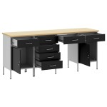 vidaXL Set dulap de lucru cu masă, 4 piese, negru, lemn și oțel vidaXL Set dulap de lucru cu masă, 4 piese, negru, lemn și oțel