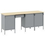 vidaXL Set dulap de lucru cu masă, 4 piese, negru, lemn și oțel vidaXL Set dulap de lucru cu masă, 4 piese, negru, lemn și oțel
