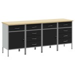 Set de dulapuri de lucru de 4 piese vidaXL, Negru și Gri, din lemn aglomerat și oțel Set de dulapuri de lucru de 4 piese vidaXL, Negru și Gri, din lemn aglomerat și oțel