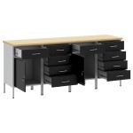 Set de dulapuri de lucru de 4 piese vidaXL, Negru și Gri, din lemn aglomerat și oțel Set de dulapuri de lucru de 4 piese vidaXL, Negru și Gri, din lemn aglomerat și oțel