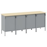Set de dulapuri de lucru de 4 piese vidaXL, Negru și Gri, din lemn aglomerat și oțel Set de dulapuri de lucru de 4 piese vidaXL, Negru și Gri, din lemn aglomerat și oțel
