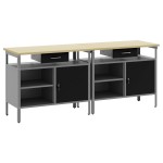 vidaXL Set banc de lucru, 2 piese, negru, oțel vidaXL Set banc de lucru, 2 piese, negru, oțel