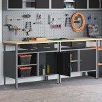 vidaXL Set banc de lucru, 2 piese, negru, oțel vidaXL Set banc de lucru, 2 piese, negru, oțel