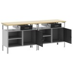vidaXL Set banc de lucru, 2 piese, negru, oțel vidaXL Set banc de lucru, 2 piese, negru, oțel