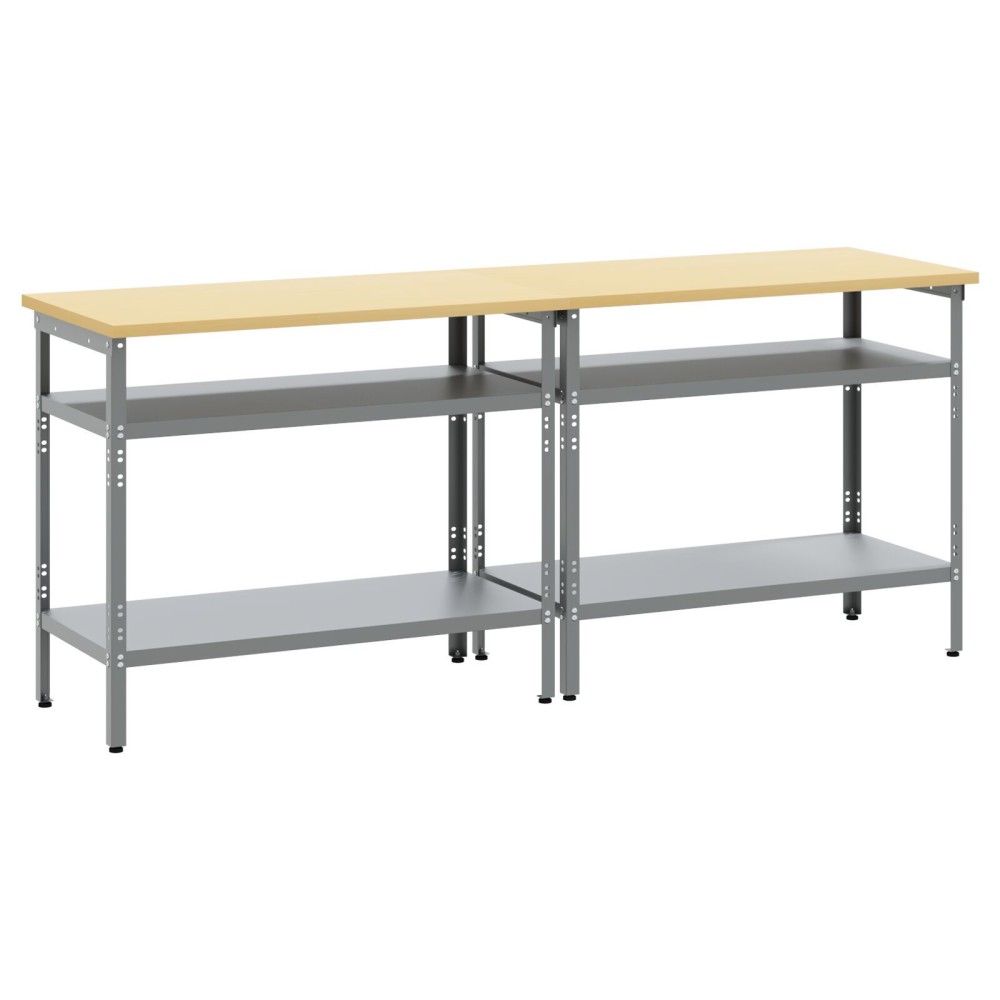 vidaXL Set banc de lucru, 2 piese, gri, oțel