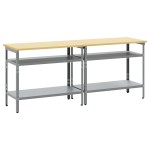 vidaXL Set banc de lucru, 2 piese, gri, oțel vidaXL Set banc de lucru, 2 piese, gri, oțel