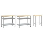 Set banc de lucru 3 piese vidaXL Gri Oțel Set banc de lucru 3 piese vidaXL Gri Oțel